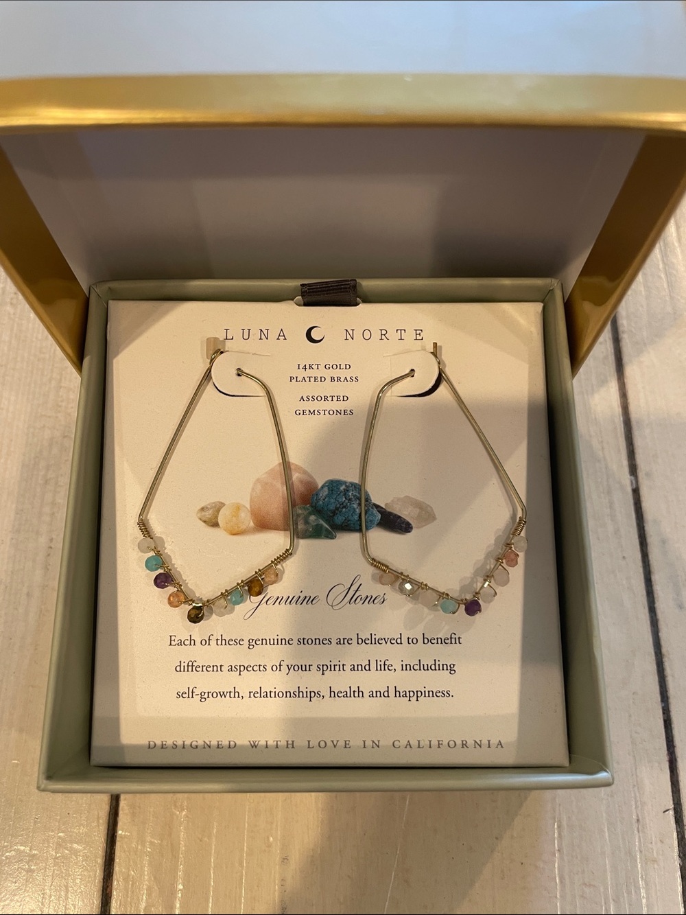 Luna Norte Multicolor Gemstone Hoop Earrings - 14kt Gold Plated